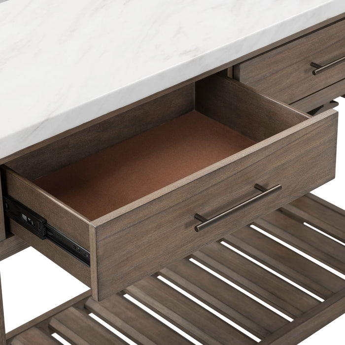 Wynford Wine Server – Modern Brown Console with Stemware Rack