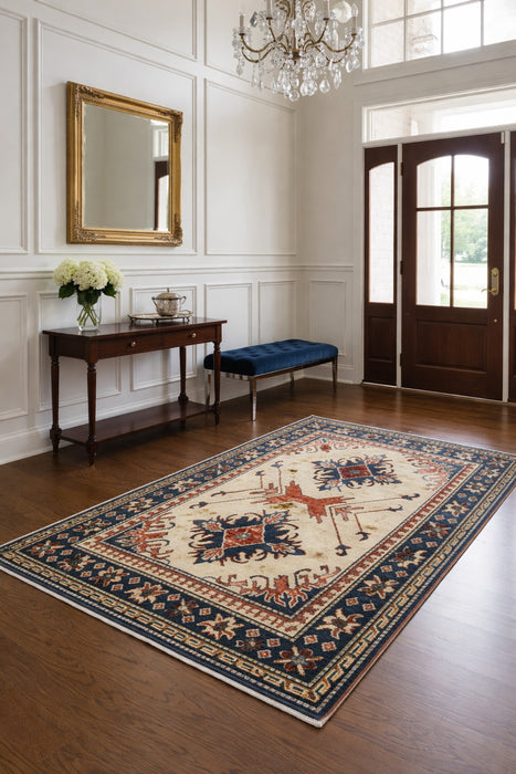 Hand-Knotted Vegetable Dye Kazak Rug from Pakistan, size 3' 3" x 5' 4"