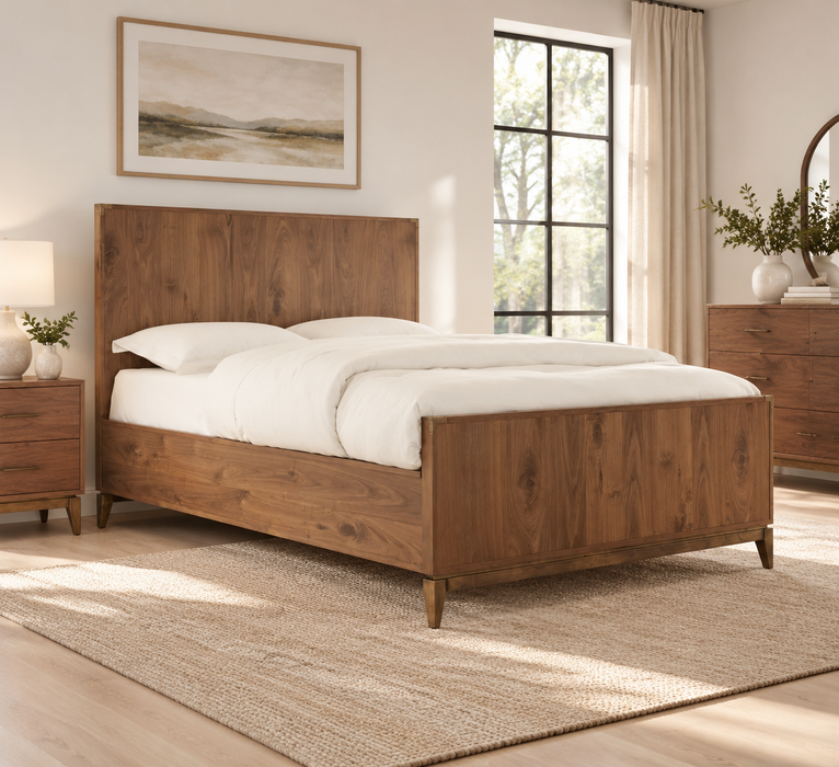 Alistair Mid-Century Walnut Bed Frame