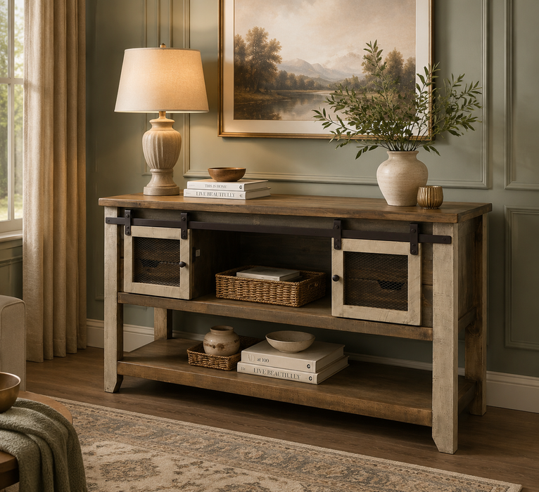 Bayshore Sliding Door 4 Drawer Console Table