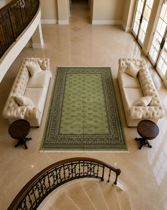 Hand-Knotted Pakistani Bokhara Rug – 100% Wool, size 9' x 12'