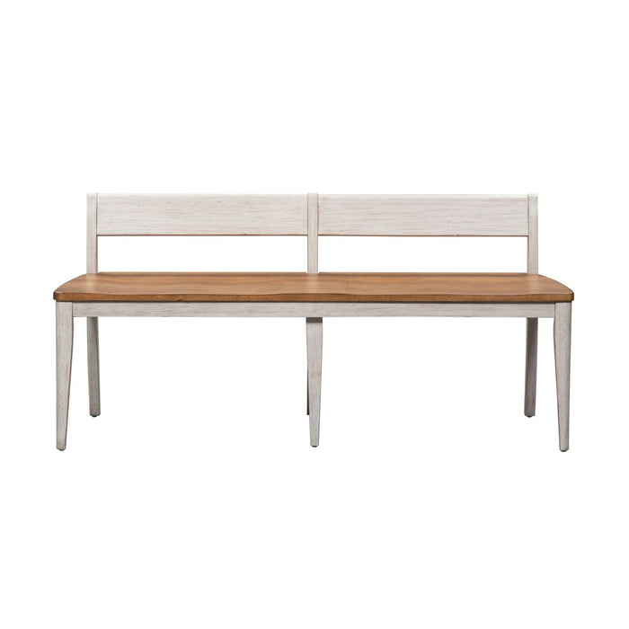 Hillstone Modern Farmhouse Bench – White Base, Natural Seat