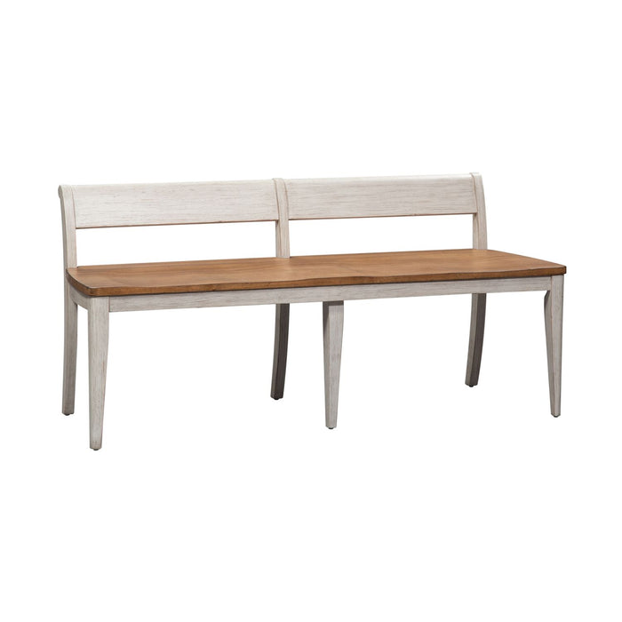 Hillstone Modern Farmhouse Bench – White Base, Natural Seat