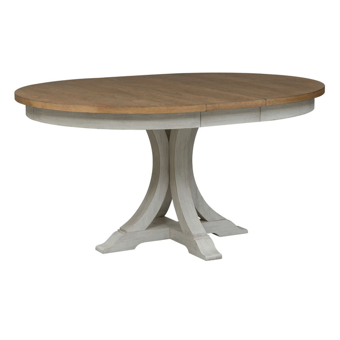 Hillstone Farmhouse Round Table with Distressed White Base