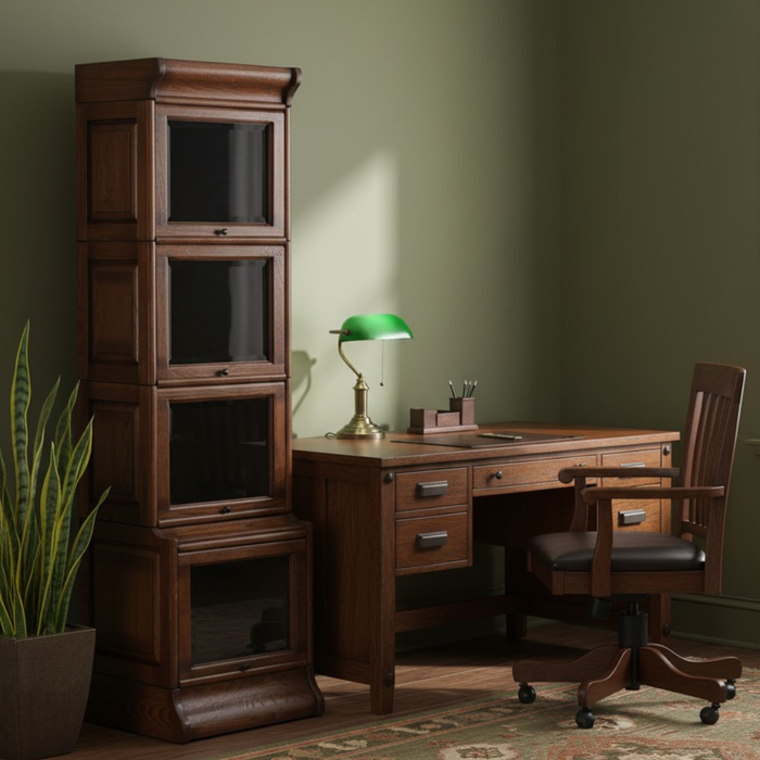 Mission Narrow Barrister Bookcase - Beveled Glass