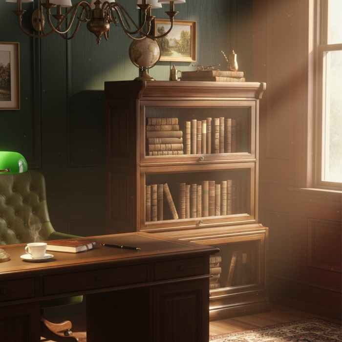 Mission 3 Stack Oak Barrister Bookcase - Beveled Glass