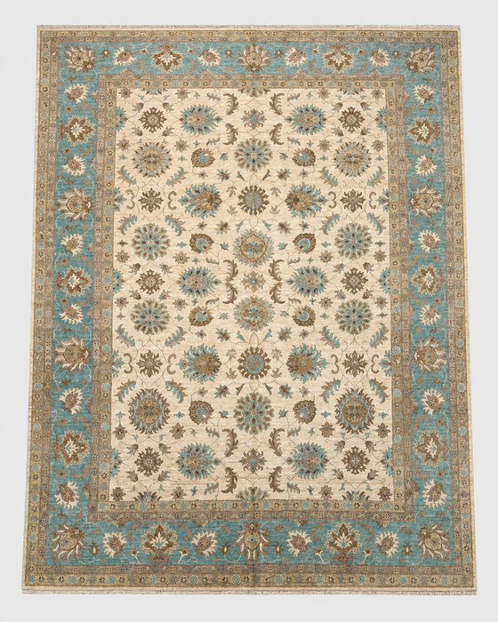 Hand-Knotted Vegetable Dye Agra Rug from Pakistan,  10' 2" x 14'
