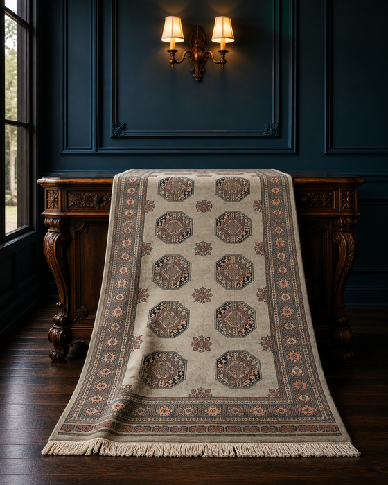 Hand-Knotted Pakistani Bokhara Rug – 100% Wool, 4' 6" x 6' 6"