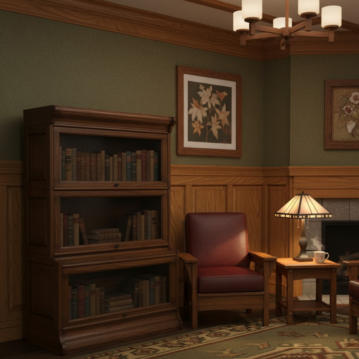 Mission 3 Stack Oak Barrister Bookcase - Beveled Glass