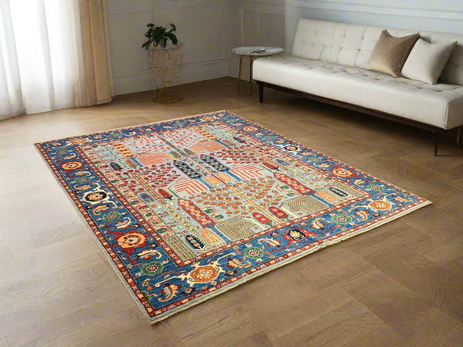 Hand-Knotted Sultanabad Vegetable-Dyed Wool Rug, 8" x 10"  (K)