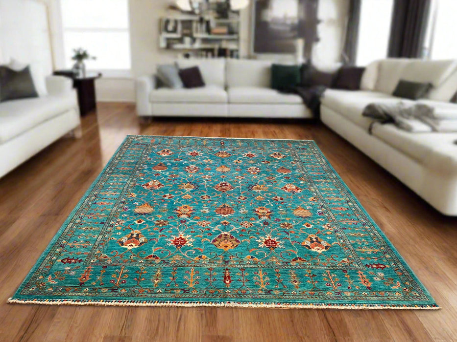 Hand-Knotted Sultanabad Vegetable-Dyed Wool Rug, 8" x 10"  (K)