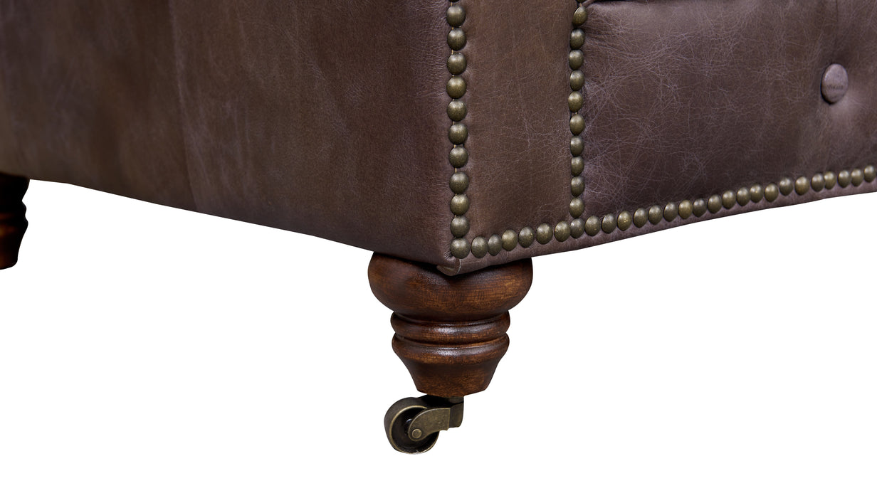 Century Chesterfield Arm Chair - Dark Brown Leather