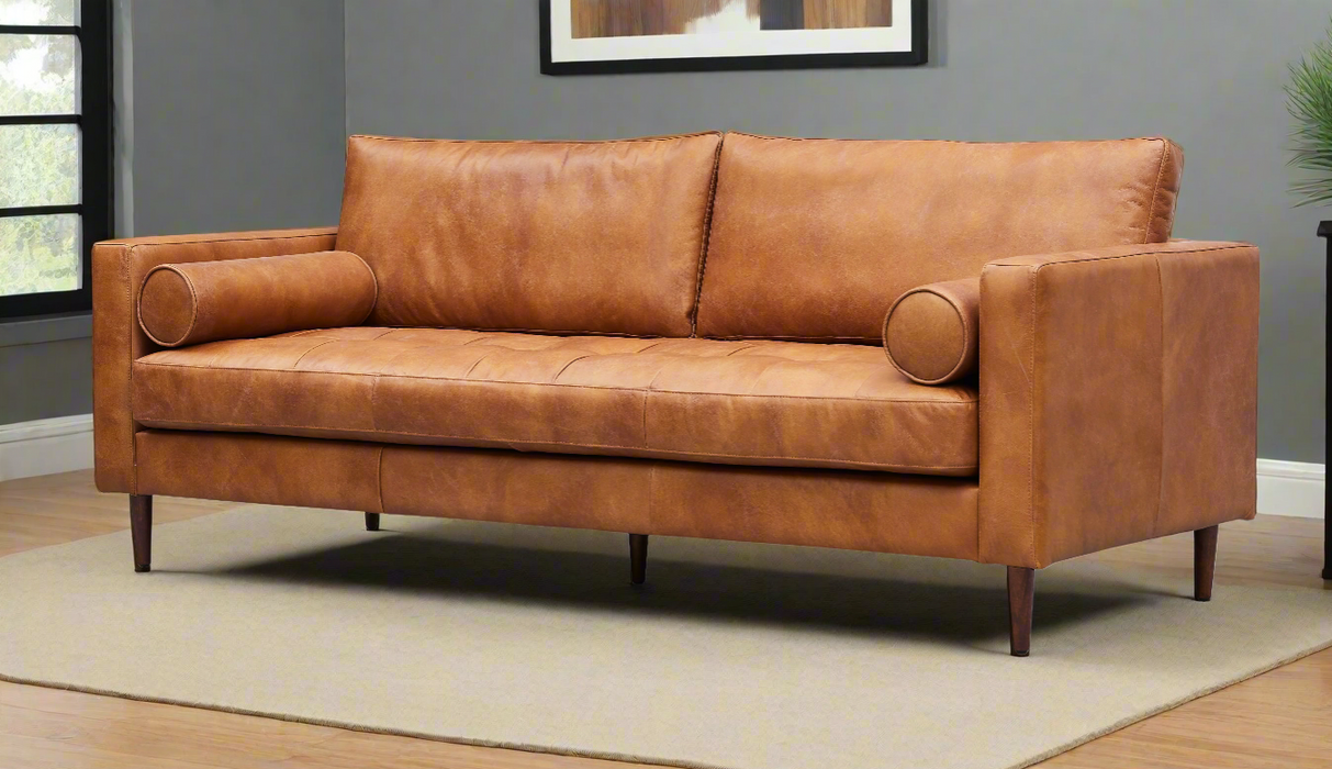 Alamo Top Grain Leather Sofa - Light Brown