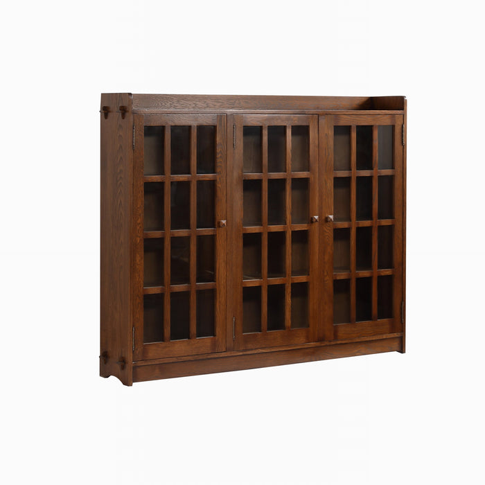 Mission Oak 3 Door Display Bookcase