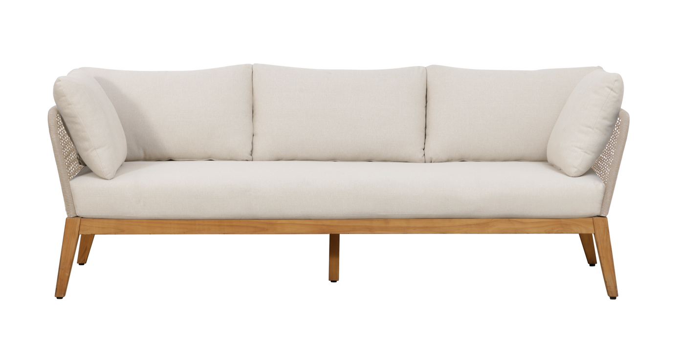 Cypress Teak Wood Sofa with beige Color Rope Design