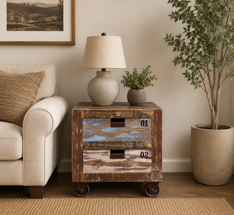 Bayview Multi Color 2 Drawer End Table
