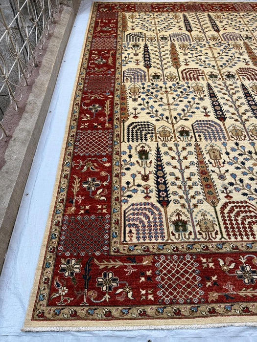 Hand-Knotted Bakhtiar Vegetable Dye Rug from Pakistan, 10' x 14'
