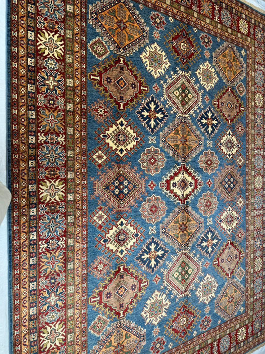 Hand-Knotted Vegetable Dye Kazak Rug from Pakistan,  9' x 12'
