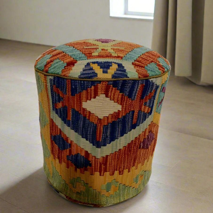 One of a Kind Kilim Rug Pouf Ottoman foot stool #6B