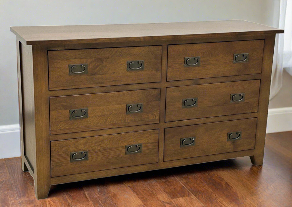 Mission 6 Drawer Oak Dresser - Walnut stain Crafters and Weavers Mission 6 Drawer Oak Dresser - Walnut stain Crafters and Weavers