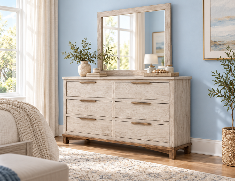 Golden Loft, 6 Drawer, Dresser and Mirror