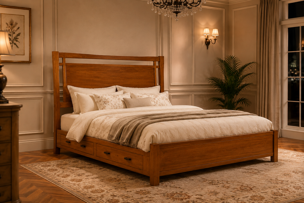 Heritage Cherry Solid Cherry Wood Storage Bed