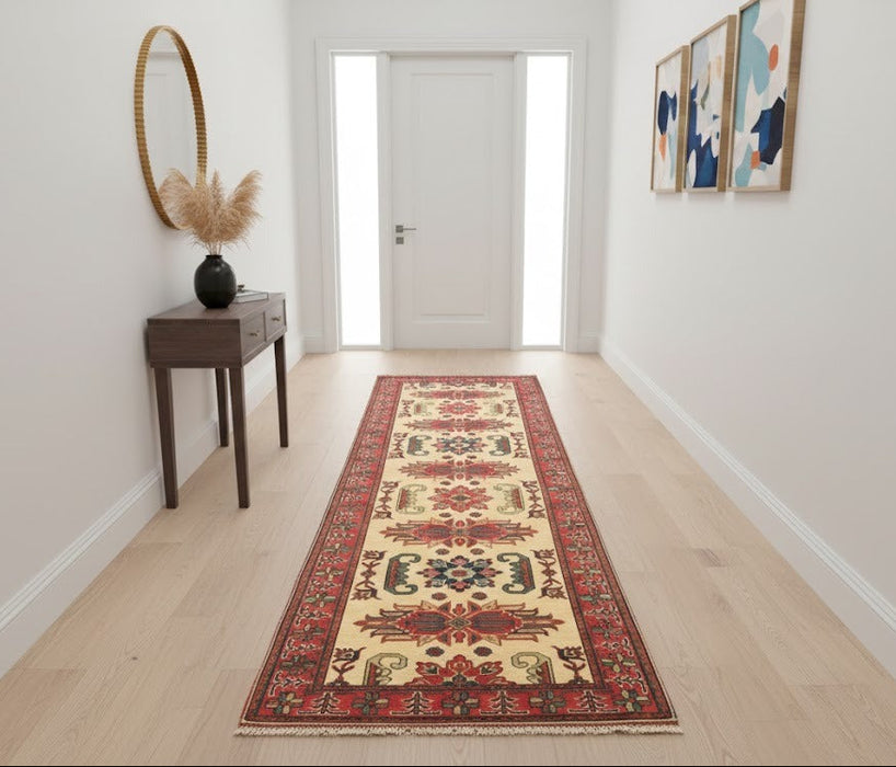 Terkaman Tribal Afghan Oriental Rug, size 3" x 9' 7"  (Q)