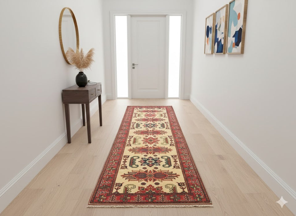 Terkaman Tribal Afghan Oriental Rug, size 3" x 9' 7"  (Q)