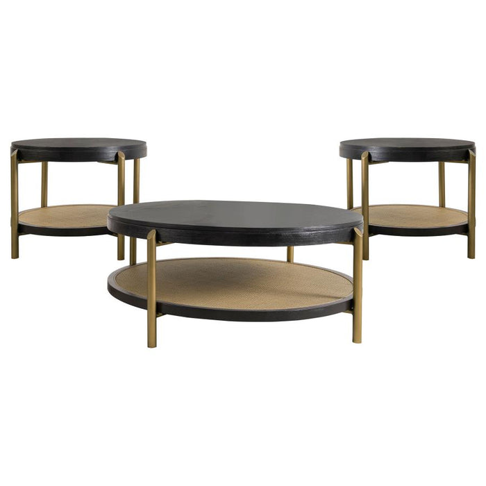 Cavara 2-piece Round Coffee and End Table Set Black