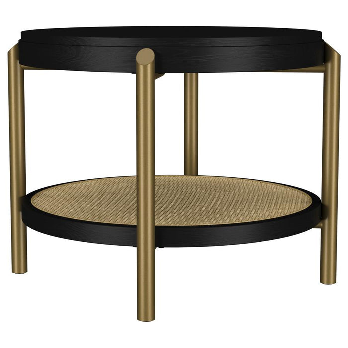 Cavara 2-piece Round Coffee and End Table Set Black