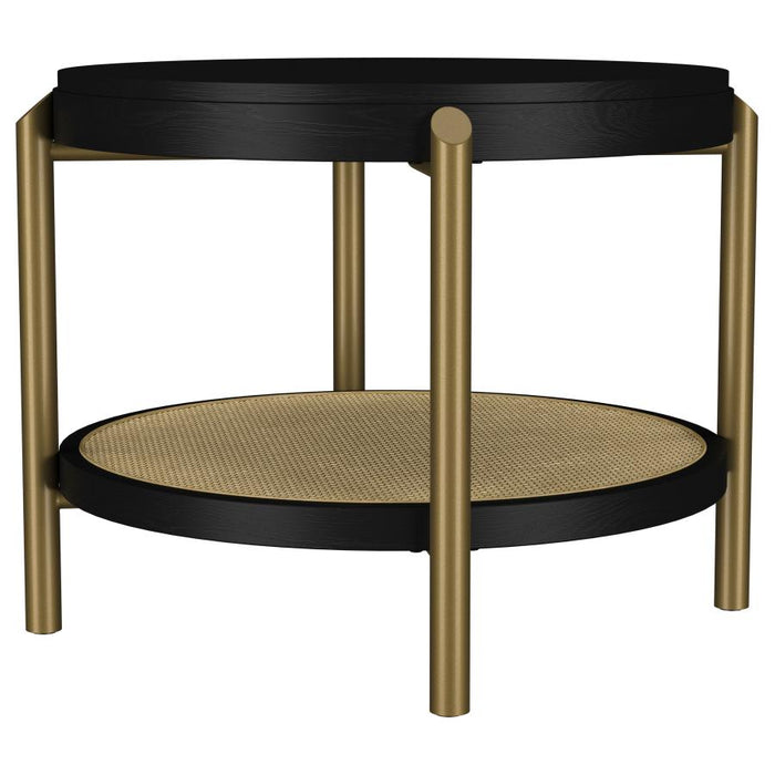 Cavara 2-piece Round Coffee and End Table Set Black