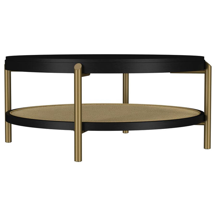 Cavara 2-piece Round Coffee and End Table Set Black