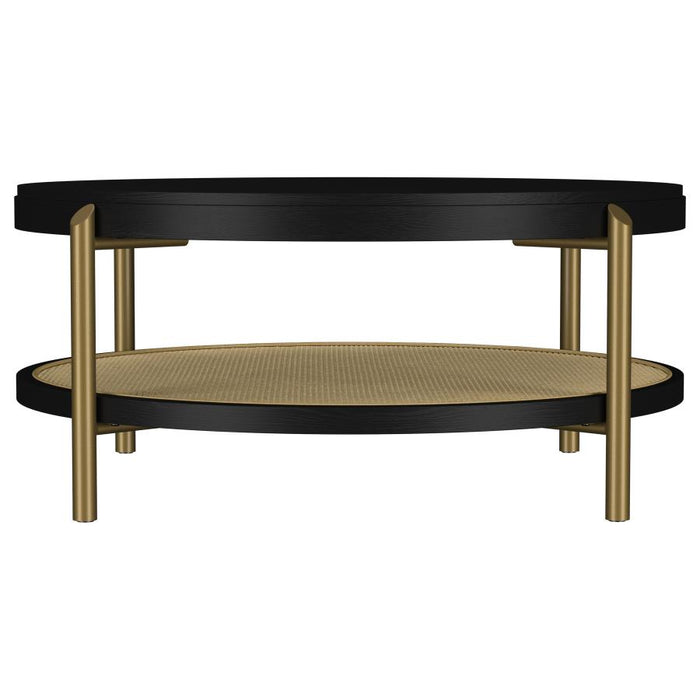 Cavara 2-piece Round Coffee and End Table Set Black