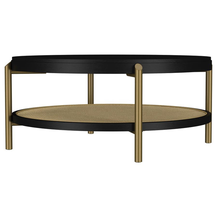 Cavara 2-piece Round Coffee and End Table Set Black