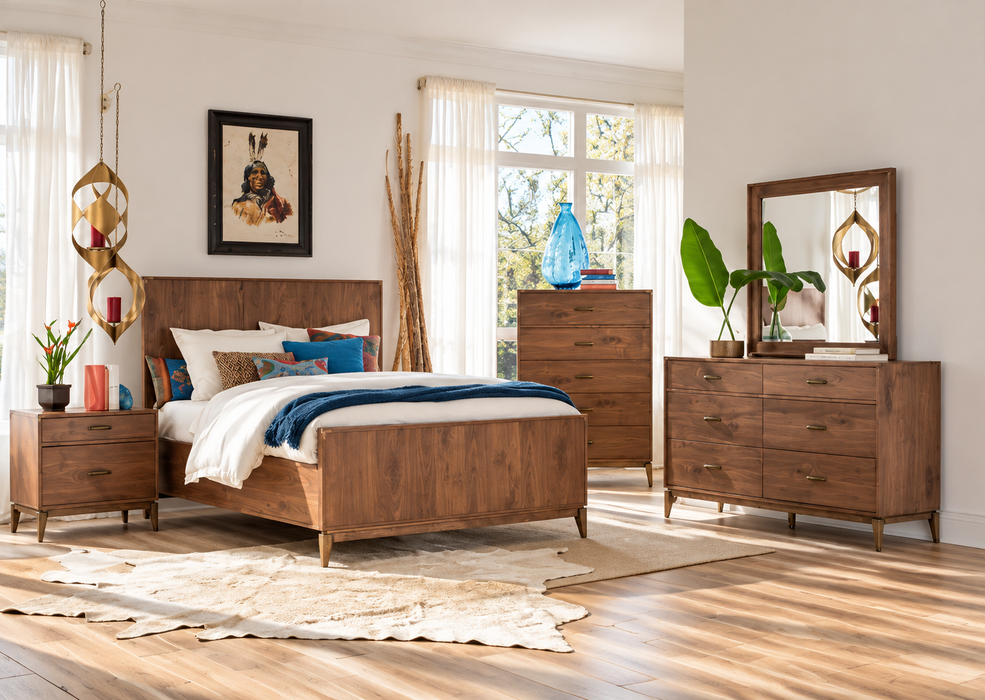 Alistair Mid-Century Walnut Bed Frame