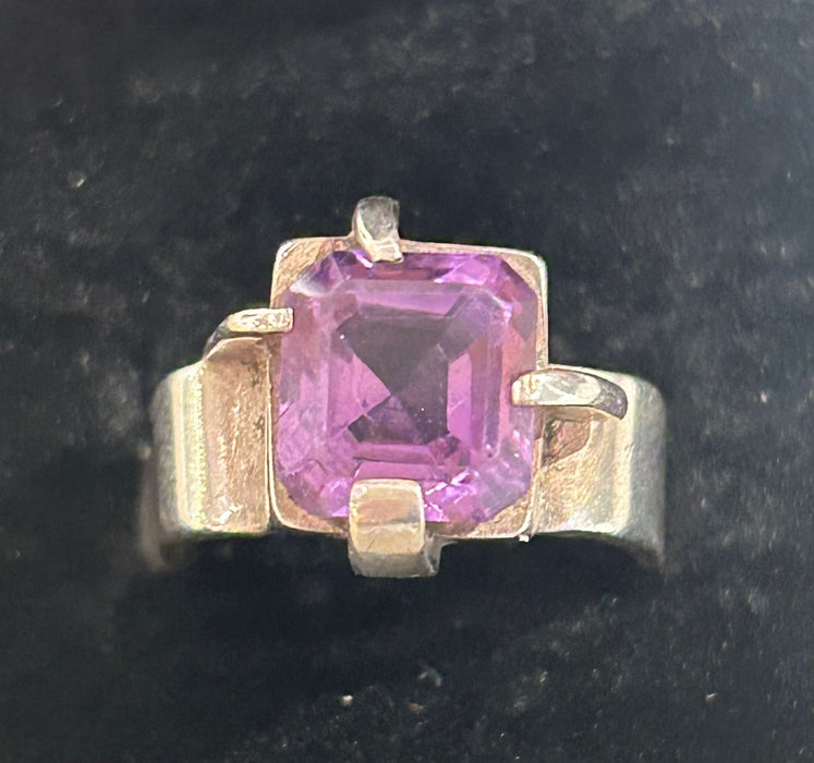 SS Amethyst Square Ring