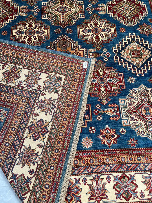 Hand-Knotted Vegetable Dye Kazak Rug from Pakistan, 8' 2" x 10' 10"