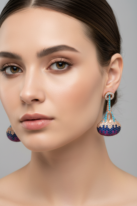 SS Drop Gem Stone Earrings