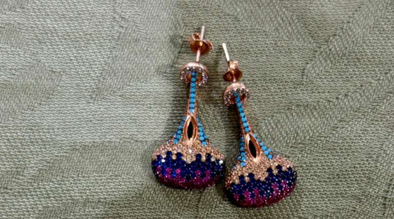 SS Drop Gem Stone Earrings