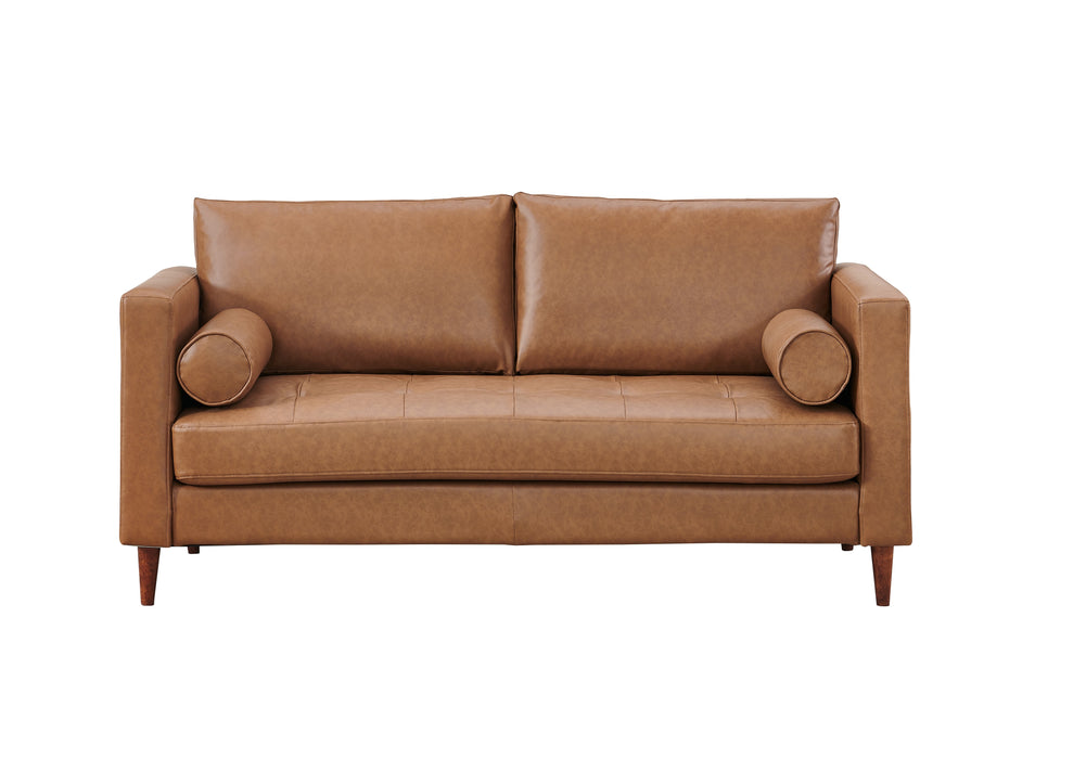 Alessandra Modern Contemporary Eco Leather Love Seat - Light Brown