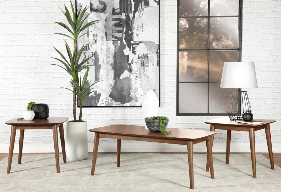 Atlantic  3-Piece Solid Wood Coffee and End Table Set Brown