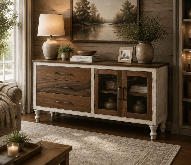 Avalon Rustic Farmhouse Sideboard - Brown Doors