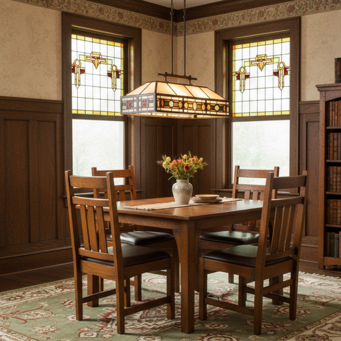 Mission Quarter Sawn White Oak Square Dining Table Set Michael's Cherry