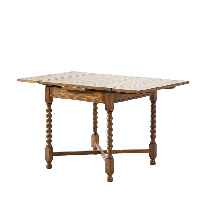 Mission Oak Barley Twist Kitchen Table with 2 Leaves - 2 Stain Options