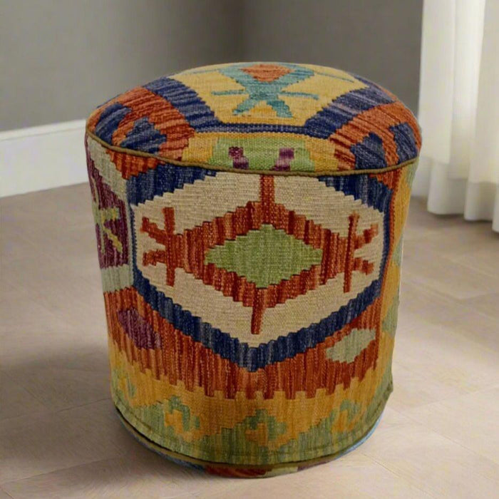 One of a Kind Kilim Rug Pouf Ottoman foot stool #7B