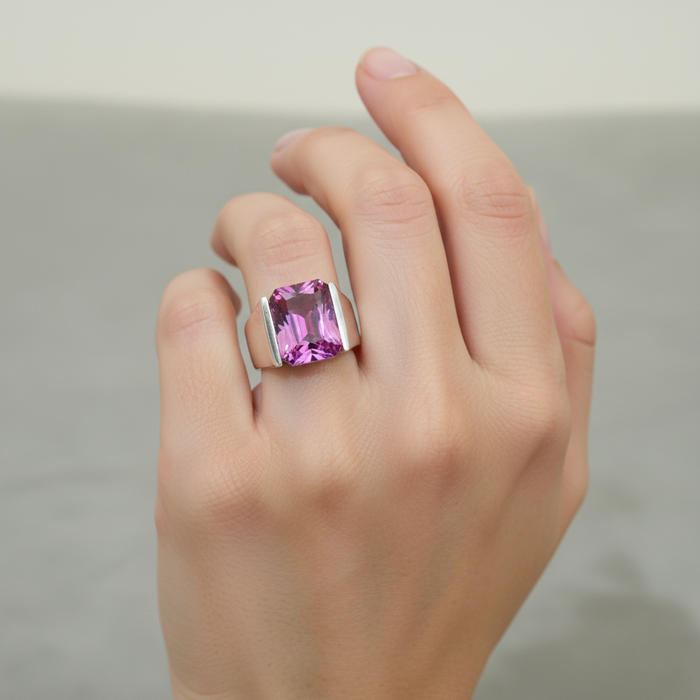 SS Purple Rectangle Ring
