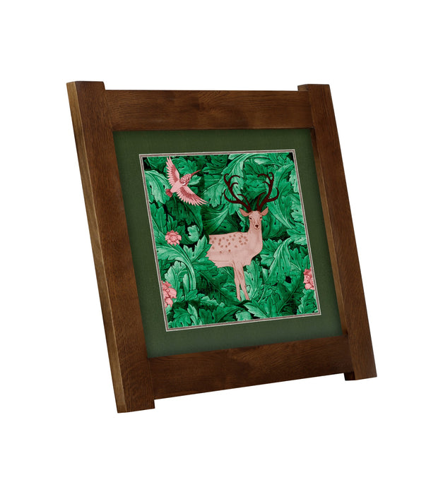 Arts & Crafts Mission oak Framed Art in Rich Botanical illustration