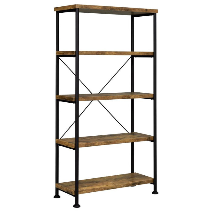 Nuvra 63-Inch 4-Shelf & Double Bookshelf – Rustic Nutmeg