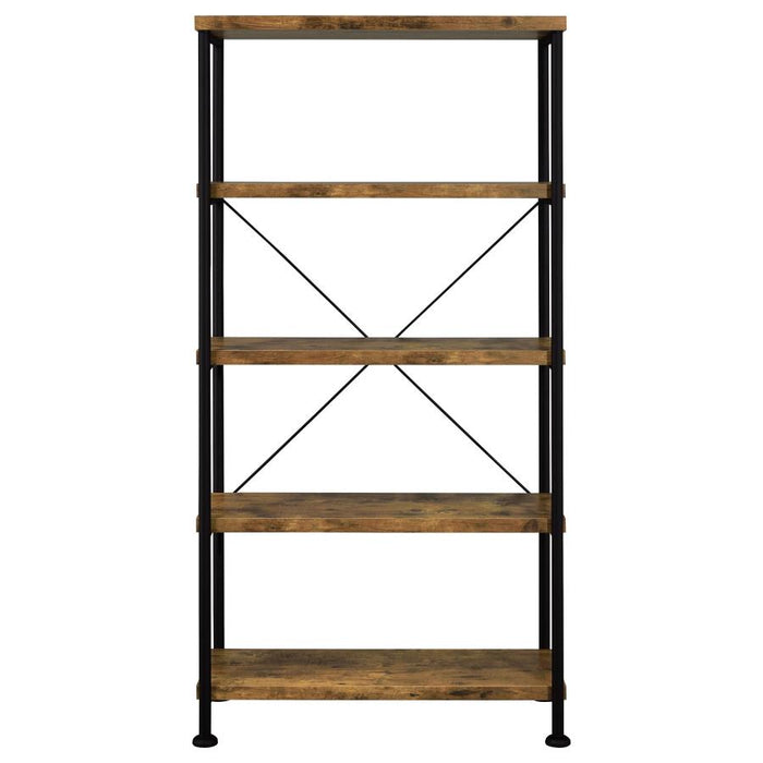 Nuvra 63-Inch 4-Shelf & Double Bookshelf – Rustic Nutmeg