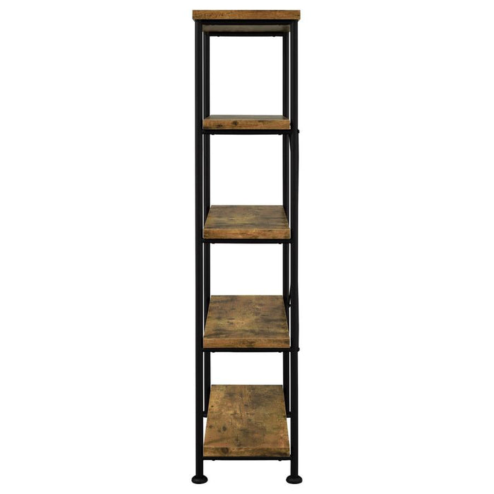 Nuvra 63-Inch 4-Shelf & Double Bookshelf – Rustic Nutmeg